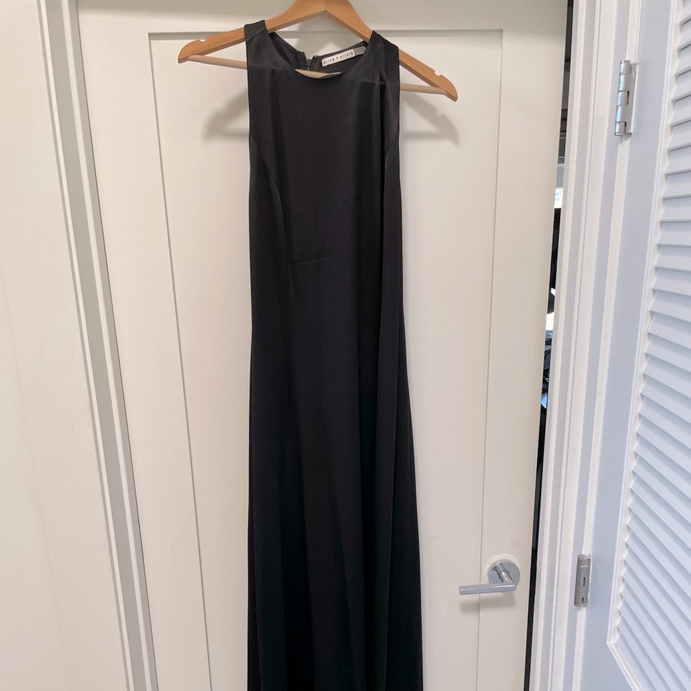 Alice + Olivia Long Dress with leather detail